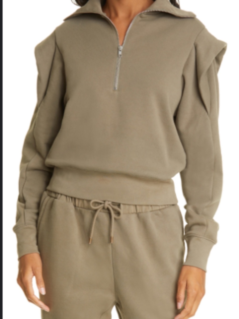Frame Shoulder Detail Sweatshirt in Military